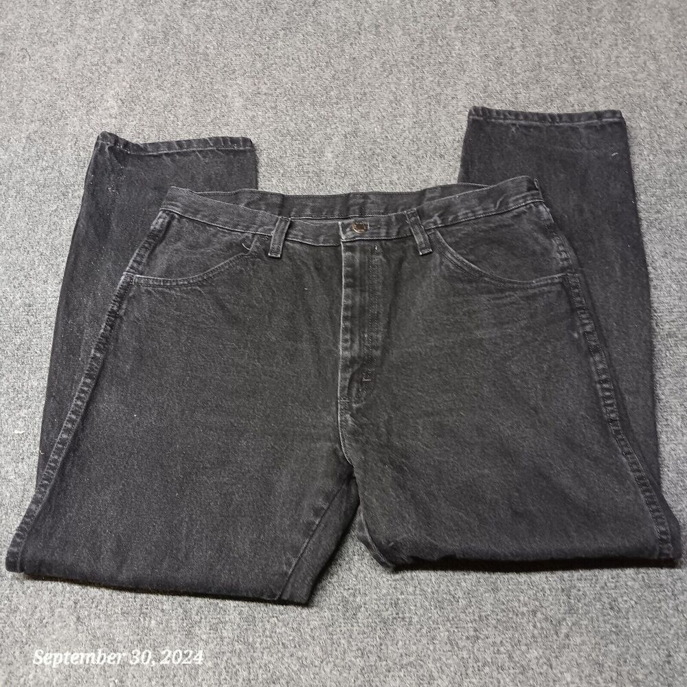 Rustler Jeans Men 36x29 Black Stone Regular Fit Straight Leg Workwear‎ Casual